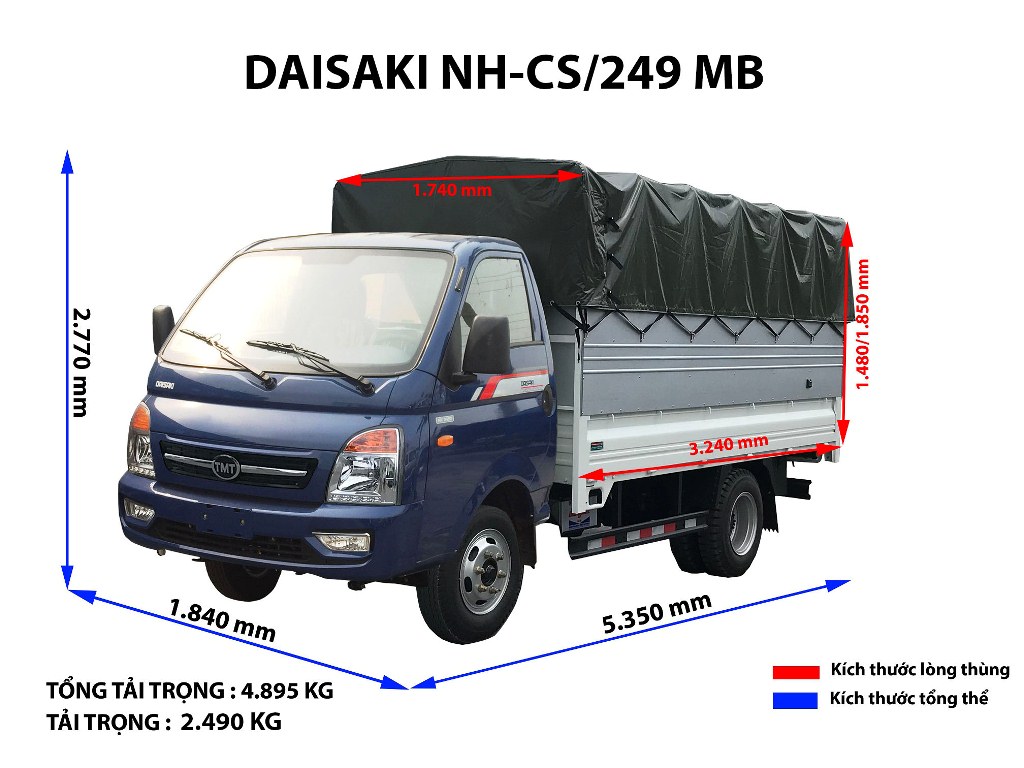 Xe tải 2,5 tấn Daisaki NH-CS/249 thùng mui bạt