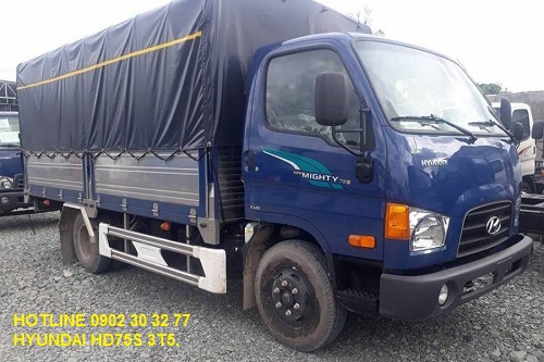 Xe tải hyundai 3t5 hd75s thung mui bạt tải trọng 3490 kg
