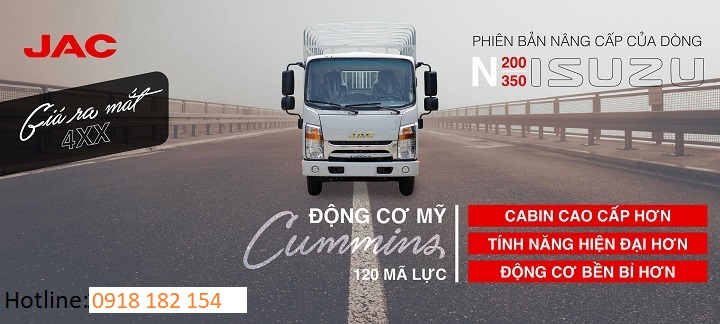 Xe Tải JAC N200S 1T9 Động Cơ Cummins thùng mui bạt 4m4